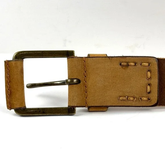 Timberland Leather Belt Mens 40 Tan Wheat Rugged Workwear Buckle - Picture 3 of 10